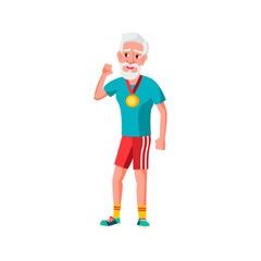 man senior celebrate victory in sport competition cartoon vector. man senior celebrate victory in sport competition character. isolated flat cartoon illustration