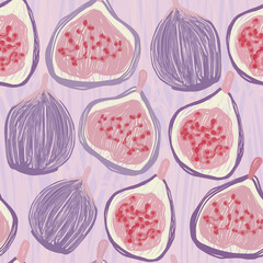 Pastel abstract figs on textured background seamless pattern design