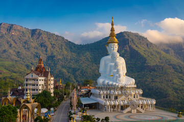 Buddha statue with mountain view Wat Pha Sorn Kaew