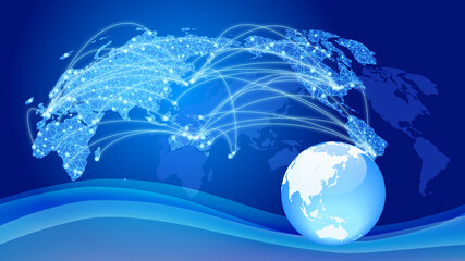 グローバルデジタルネットワークイメージ青色背景
