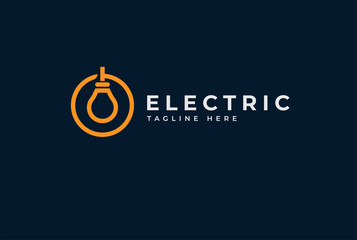 Electric Logo. abstract letter O with light bulb inside, electric design logo template, vector illustration