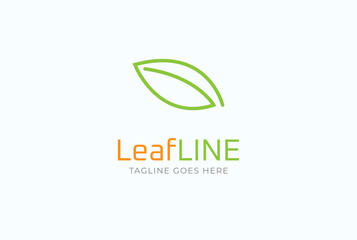 Fototapeta premium Simple Leaf Logo. leaf with line style, Usable for brand and company Logos, Flat Vector Logo Design Template, vector illustration