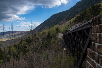 North Conway Scenic rail line going through Crawford Notch, New Hampshire.