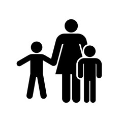 Family icon. Mother with two children. Vector illustration.