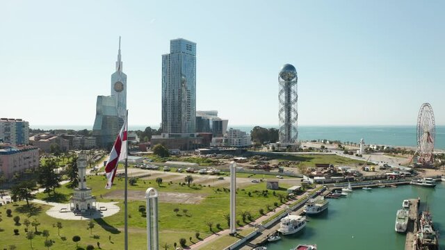 Aerial shots of main sights of Batumi Georgia