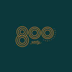 800 years anniversary pictogram vector icon, 800th year birthday logo label. - obrazy, fototapety, plakaty