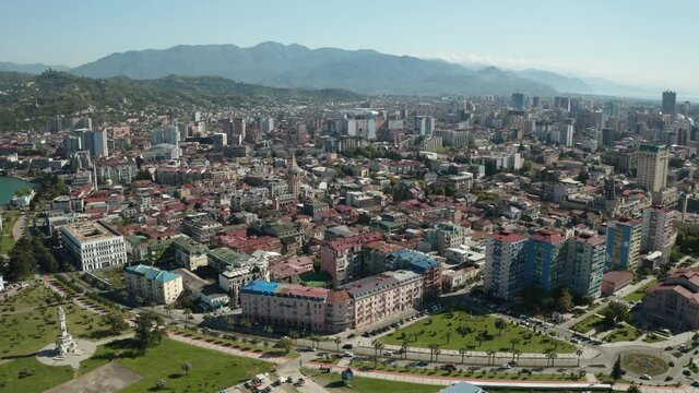 Aerial shots of main sights of Batumi Georgia