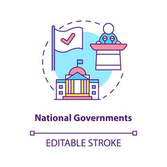 National governments concept icon. Community development abstract idea thin line illustration. Government-sponsored projects. Social justice. Vector isolated outline color drawing. Editable stroke