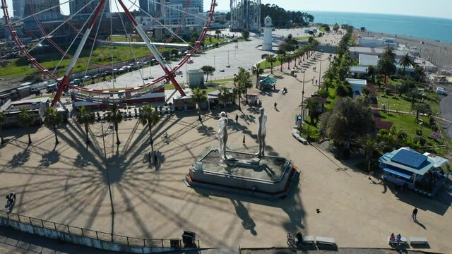 Aerial shots of main sights of Batumi Georgia