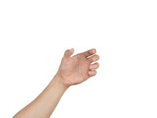 Left hand empty catch item on white isolated background