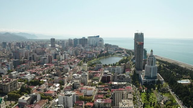 Aerial shots of main sights of Batumi Georgia