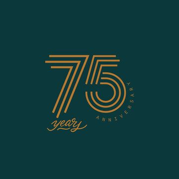 75 years anniversary pictogram vector icon, 75th year birthday logo label.