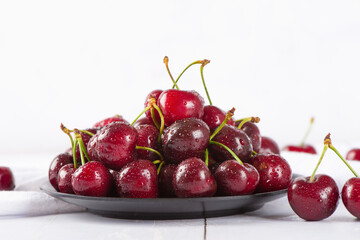  Cherries fruit isolated on white background. 