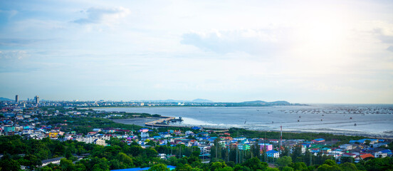 Fototapeta na wymiar Panorama Chonburi view point , Chonburi,Thailand