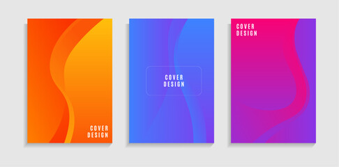 Set Trendy Abstract Gradient Colorful Curve Shapes Cover. Can Be Used For Poster, Banner, Wallpaper, Website Or Presentation Template.