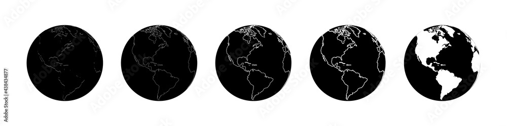 Wall mural earth globe. world map in circle. earth globes collection. world map in modern simple styles. earth 