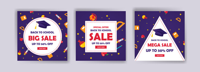 Back to school. Back to school sale. Banner vector for social media ads, web ads, postcard, card, business messages, discount flyers and big sale banners.