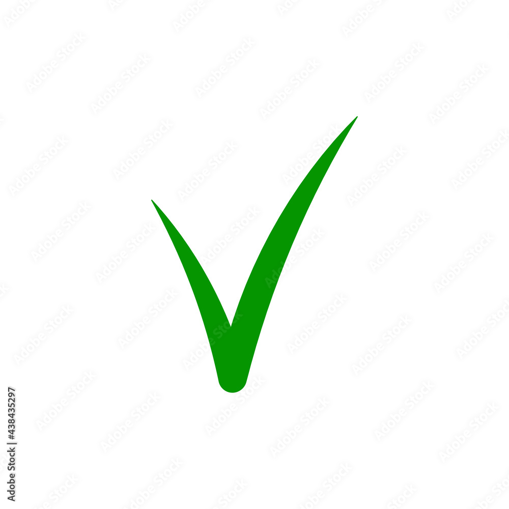 Poster green check mark tick vector icon. simple flat design. silhouette mark checklist vector. web icon. v