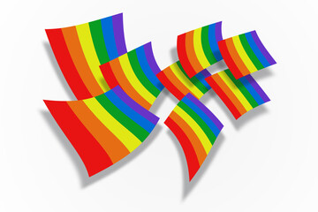 Flagi kolorowe LGBT na bialym tle