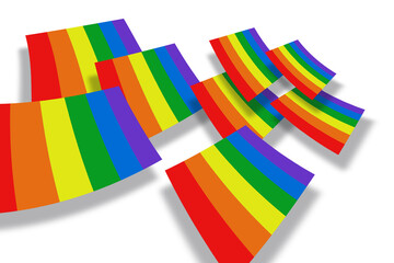 Flagi kolorowe LGBT na bialym tle