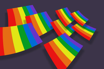 Flagi kolorowe LGBT na fioletowym tle