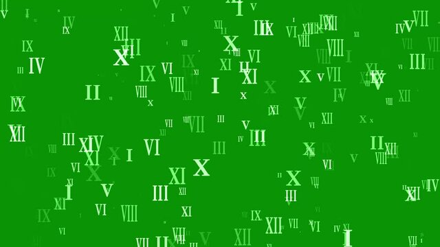 Digital roman numbers with green screen background
