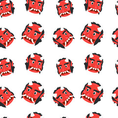 Naklejka premium Ogre Icon Emoji Pattern. Oni Seamless Background Symbols. Doodle Emoticon Illustration Design Vector.