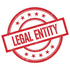 LEGAL ENTITY text written on red vintage round stamp.
