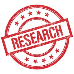 RESEARCH text written on red vintage stamp.