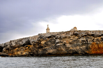 St.Paul island and the St.paul statue near the coast of Malta, Europe.