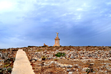 The monument of St. Paul on the island of St. Paul in Malta.This statue was inaugurated in 1845 and stands 4m high. It is thought to be located near the spot where St Paul was shipwrecked in 60 AD.