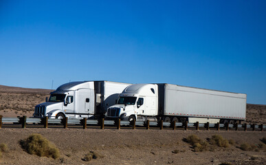 Semi Trucks on the Nevada Highway, USA.  Trucking in Nevada , USA