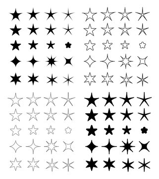 Stars shapes icons set. Vector pack.