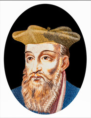 Nostradamus, was a French astrologer, physician and reputed seer, Portrait from Kamberra 100 francos 2020 Fantasy Banknotes. - obrazy, fototapety, plakaty