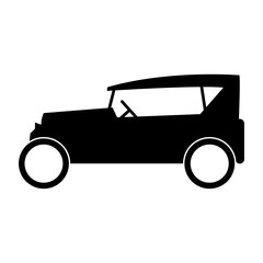 black silhouette icon design of ancient car,vector illustration