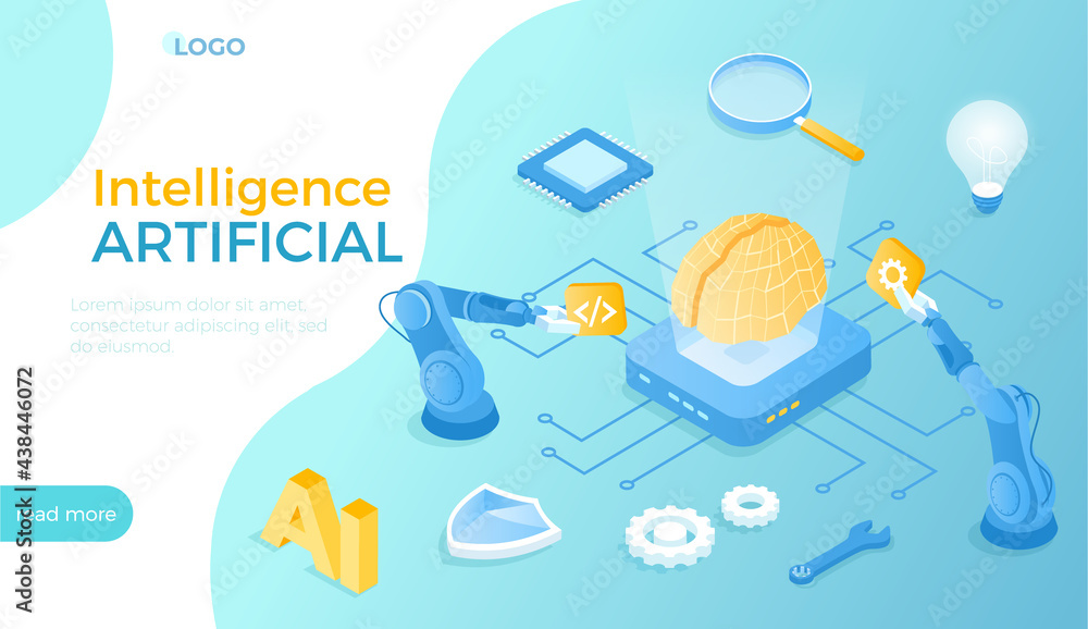 Aufkleber artificial intelligence ai, digital brain, artificial thinking process. future technology, machine l