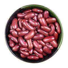 top view of kidney beans in round bowl isolated