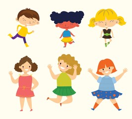 Happy little kids collection set. isolated on white background