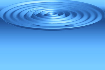 Blue abstract background.Abstract blue background with waves.View of radial water ripples.Underwater, sea or ocean concept.Water swirl or spinning.Realistic vector illustration.Top and front view.