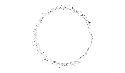 Grunge circle made of black stains.Grunge oval shape made of black ink.