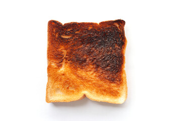 Top view of Burnt toast isolated on white background.