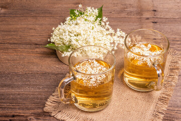 Elderberry flower tea. Refreshing summer drink, healthy lifestyle concept
