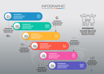 Infographic chart with business concept, 6 options can be used for business concept with 6 steps.