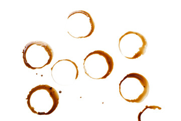 Coffee stains isolated on white background.
