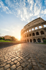 Fototapeta na wymiar Sunrise at the Colosseum in Rome, Italy