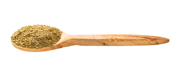 wooden spoon with georgian khmeli suneli flavoring