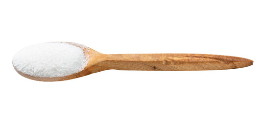 wooden spoon with glutamate flavoring isolated