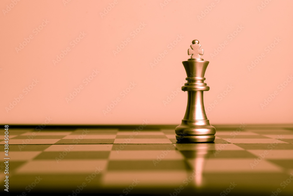 Poster closeup of chess characters on board games. to represent decision making in term of business strateg