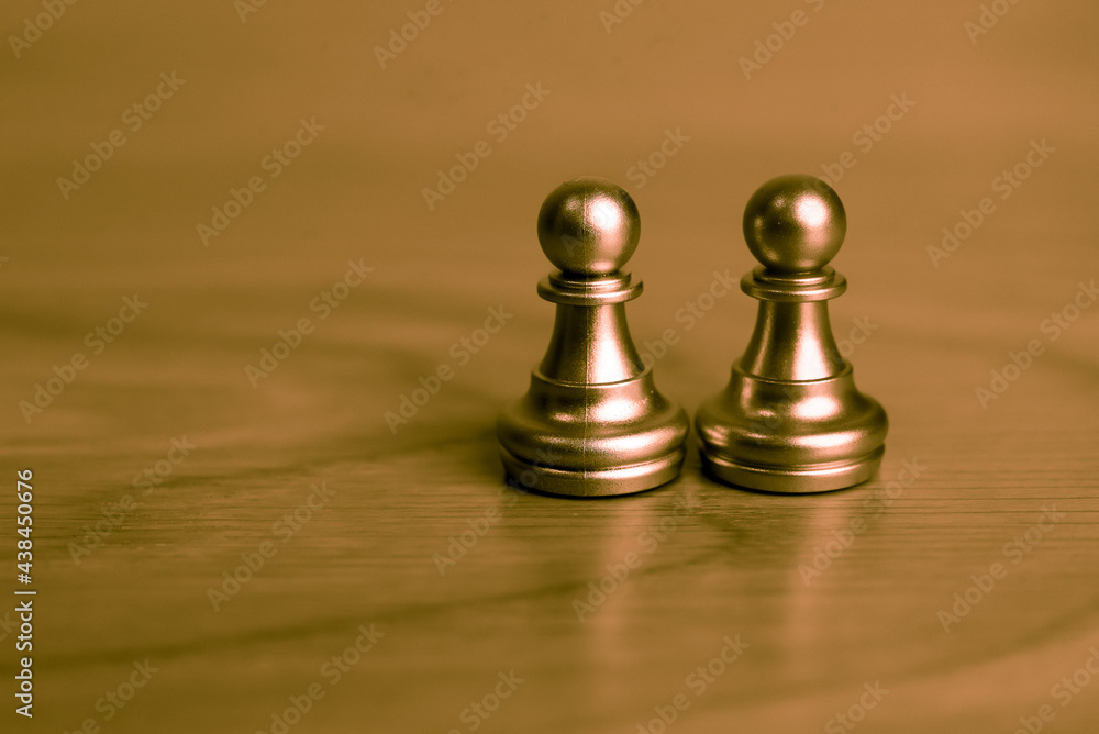 Poster closeup of chess characters on board games. to represent decision making in term of business strateg