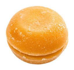 pair of whole round pieces of palm sugar isolated